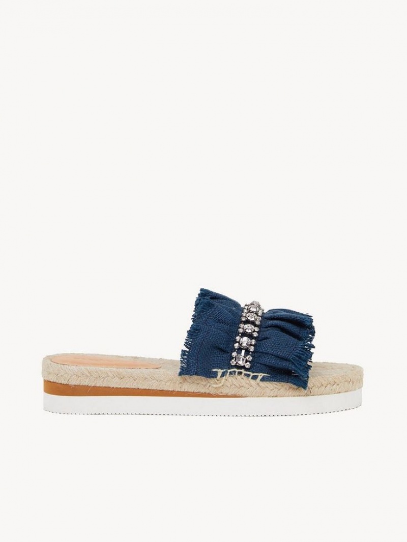 Chloe Mollie Espadrille Platta Skor Mörkblå | CHE-SR14807