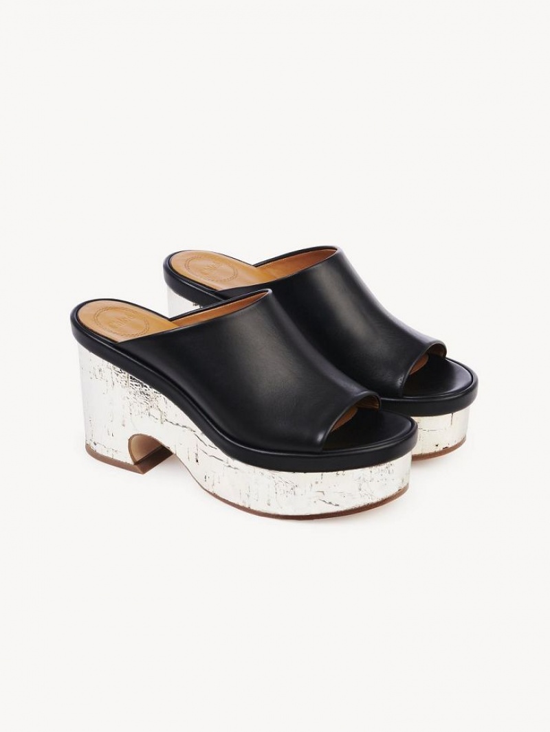 Chloe Oli Platform Mule Svarta | CHE-SR14156