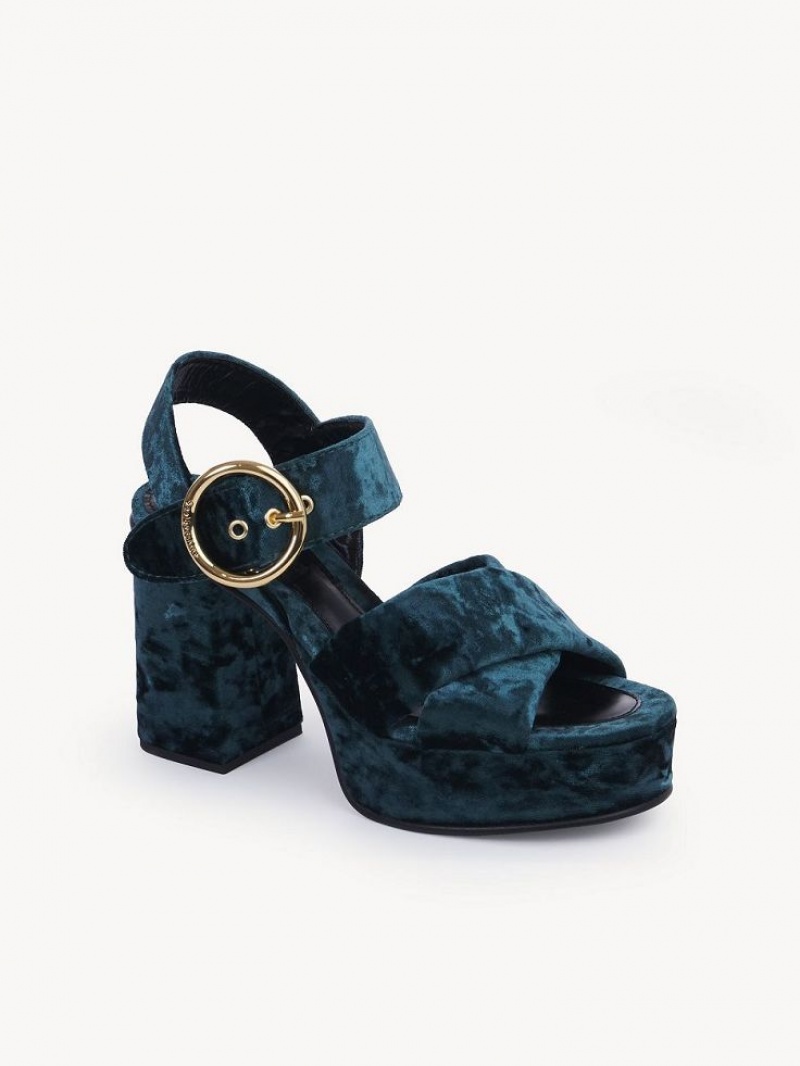 Chloe Orla Platform Sandaler Gröna | CHE-SR14808