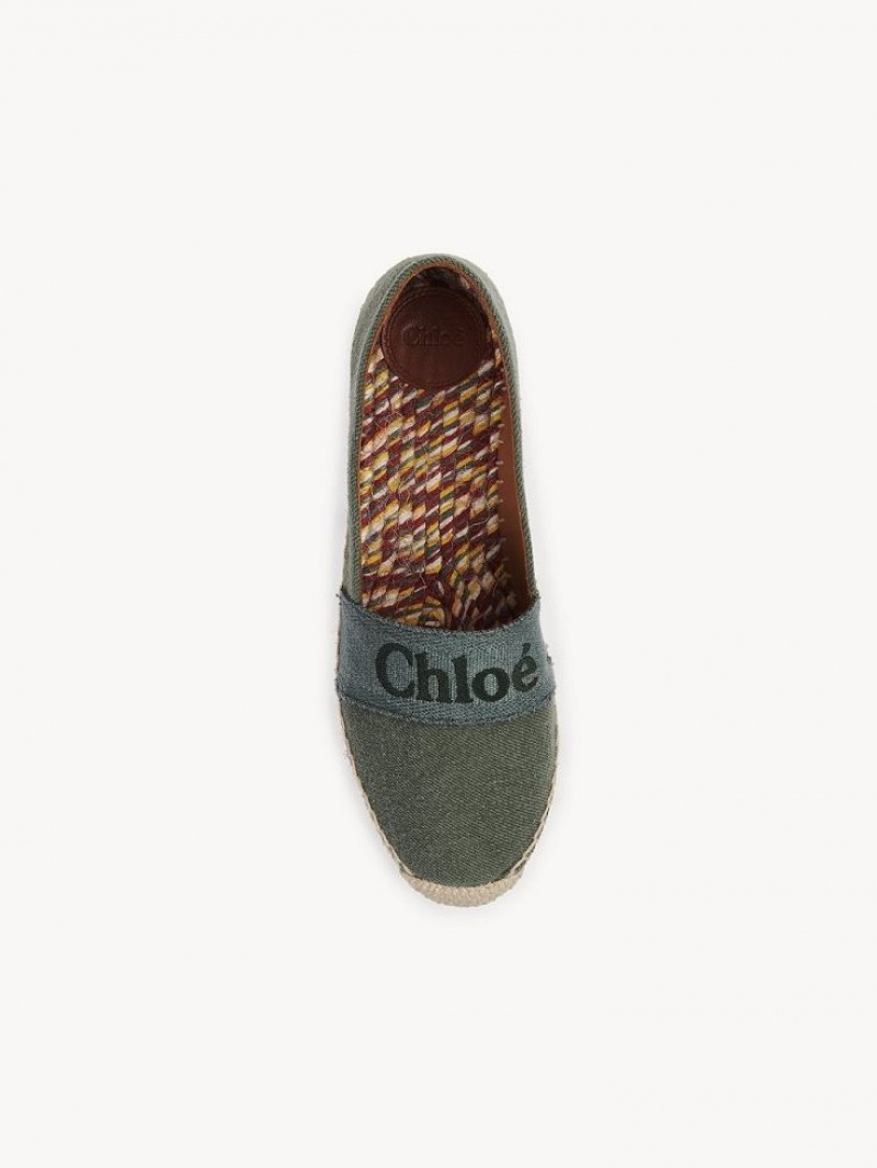 Chloe Piia Platta Espadrille Gröna | CHE-SR14143