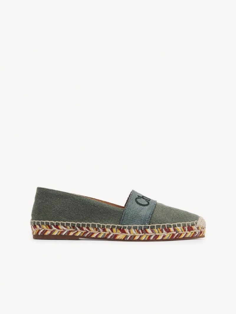 Chloe Piia Platta Espadrille Gröna | CHE-SR14143