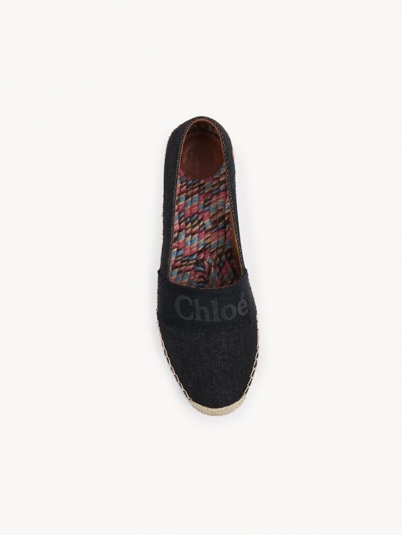 Chloe Piia Platta Espadrille Svarta | CHE-SR14144