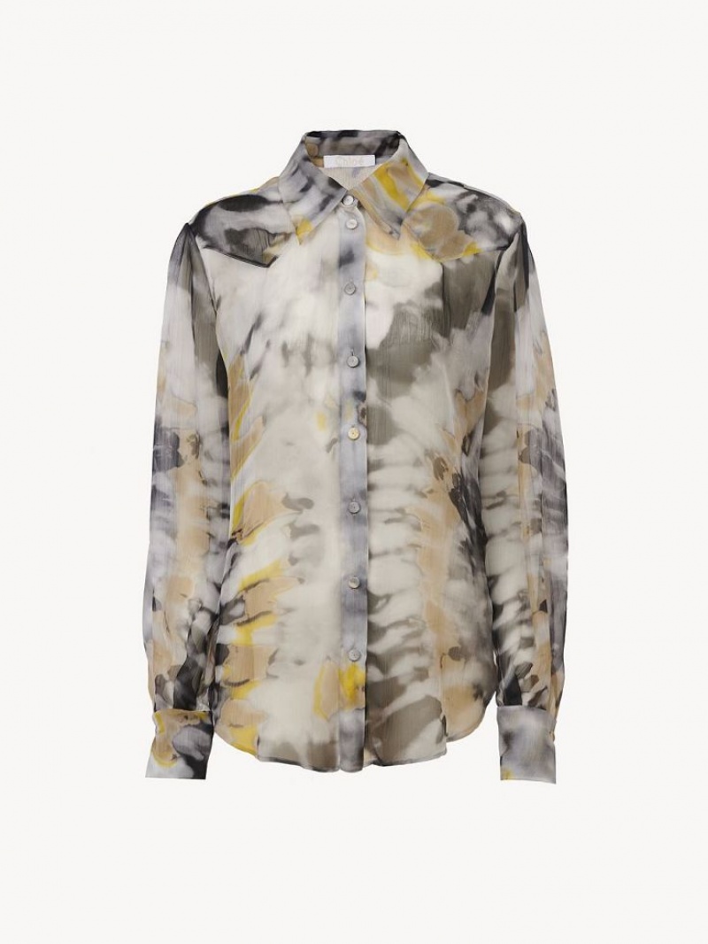 Chloe Printed Western Blus Olika Färger Grå | CHE-SR13887