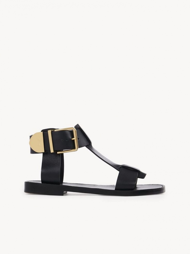 Chloe Rebecca Platta Sandaler Svarta | CHE-SR14142