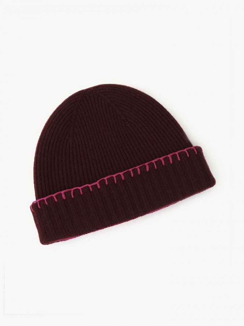 Chloe Räfflad Knit Beanie Hatt Lila Rosa | CHE-SR14472