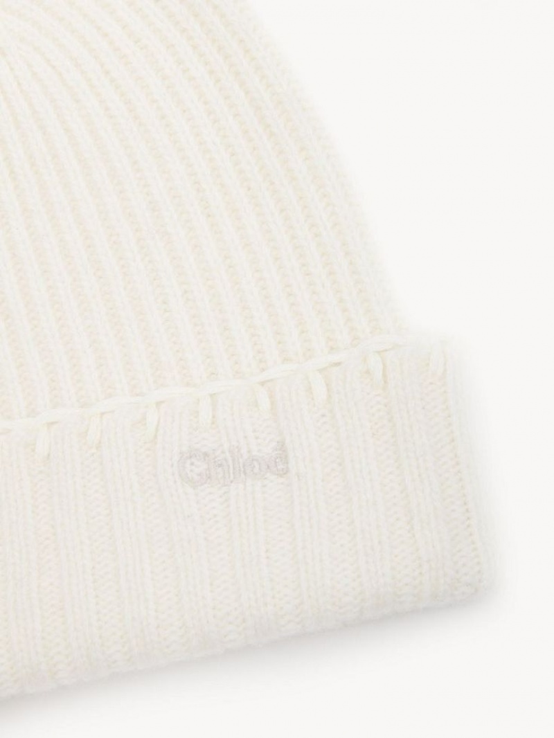 Chloe Räfflad Knit Beanie Hatt Vita | CHE-SR14486