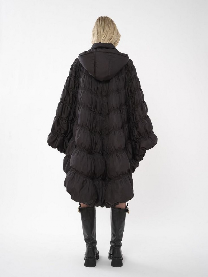 Chloe Ruched Puffer Cape Rockar Svarta | CHE-SR13815