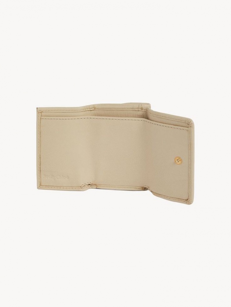 Chloe Saddie Mini Tri-fold Liten Plånbok Beige | CHE-SR14902