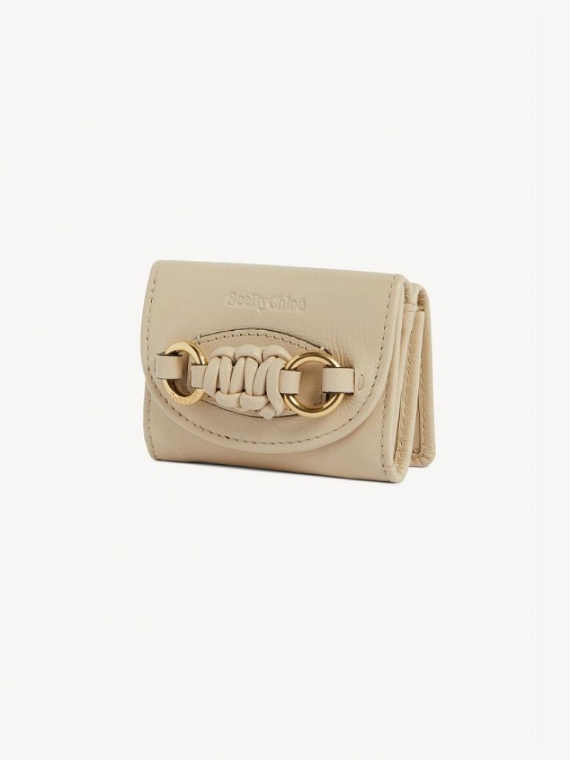 Chloe Saddie Mini Tri-fold Liten Plånbok Beige | CHE-SR14902