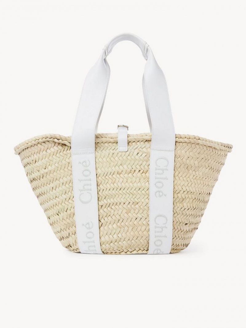 Chloe Sense Medium Basket Toteväska Vita | CHE-SR13381