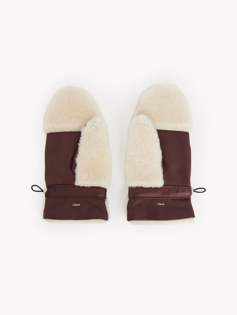 Chloe Shearling Mittens Hatt Beige Bruna | CHE-SR14467