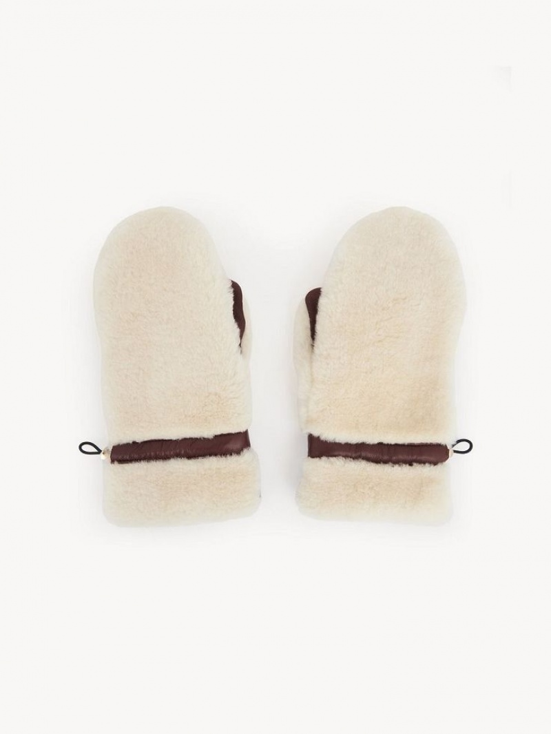 Chloe Shearling Mittens Hatt Beige Bruna | CHE-SR14467