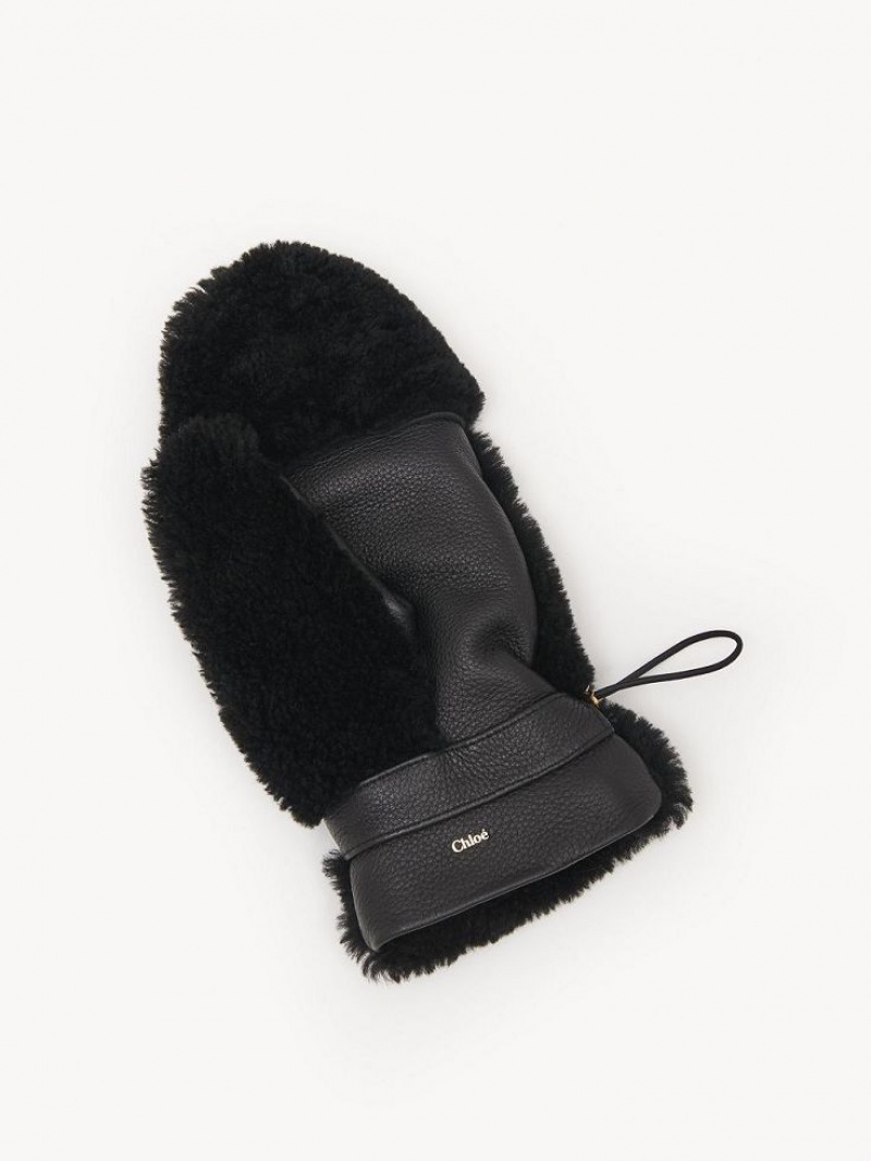 Chloe Shearling Mittens Hatt Svarta | CHE-SR14483