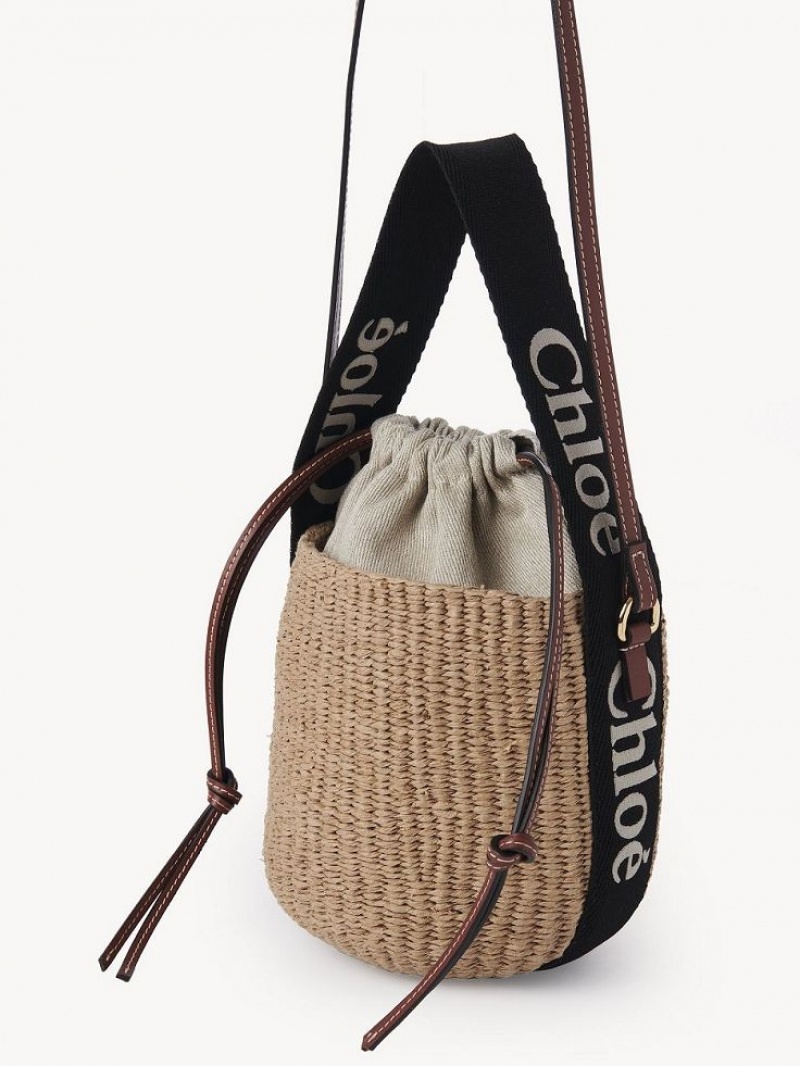 Chloe Small Woody Basket Crossbody Väska Svarta Beige | CHE-SR13566