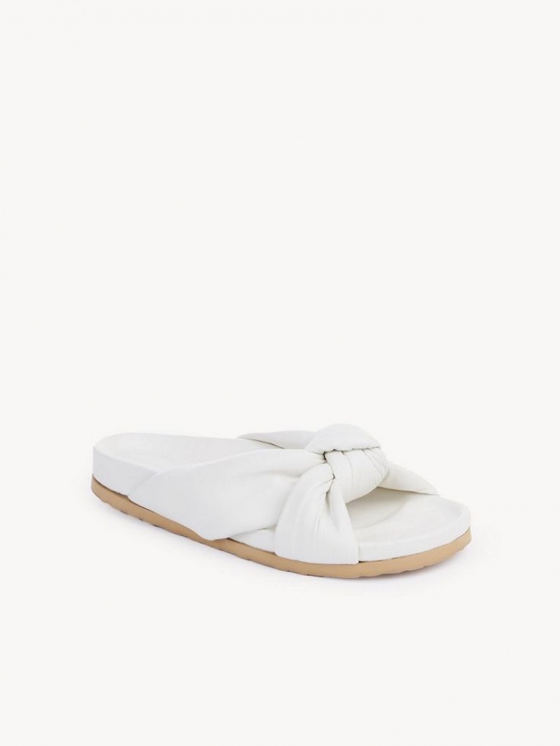 Chloe Spencer Badtofflor Platta Skor Vita | CHE-SR14811