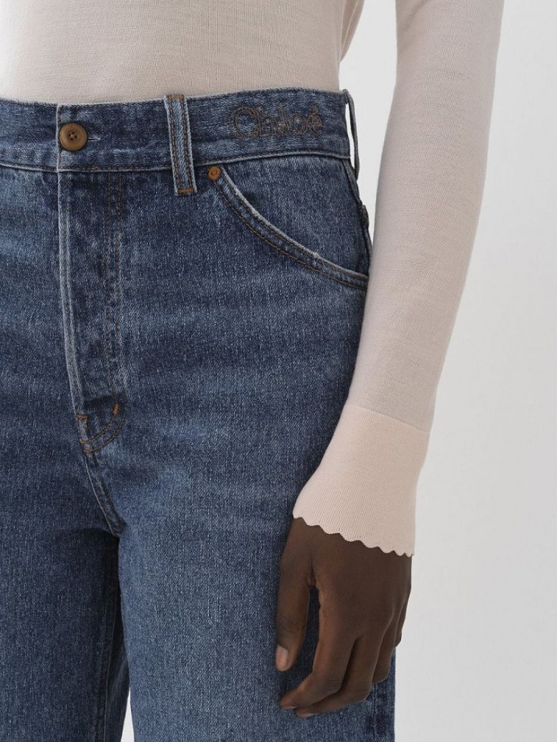 Chloe Stromboli Breda Cropped Jeans Blå | CHE-SR14011