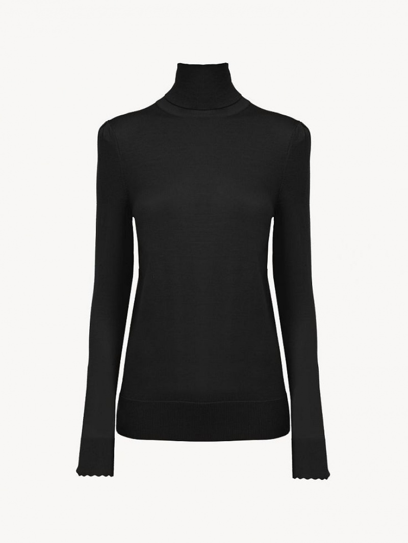 Chloe Turtleneck Stickat Svarta | CHE-SR13959