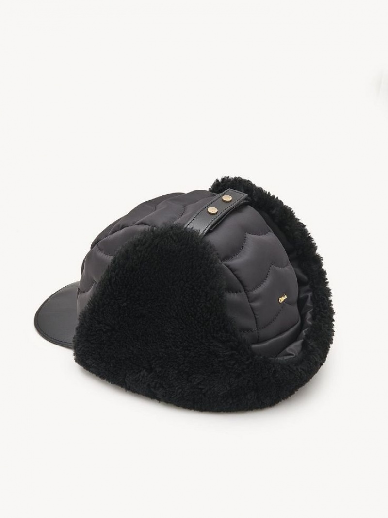 Chloe Vadderad Chapka Hatt Svarta | CHE-SR14482