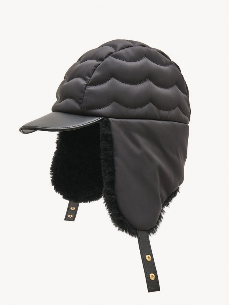 Chloe Vadderad Chapka Hatt Svarta | CHE-SR14482