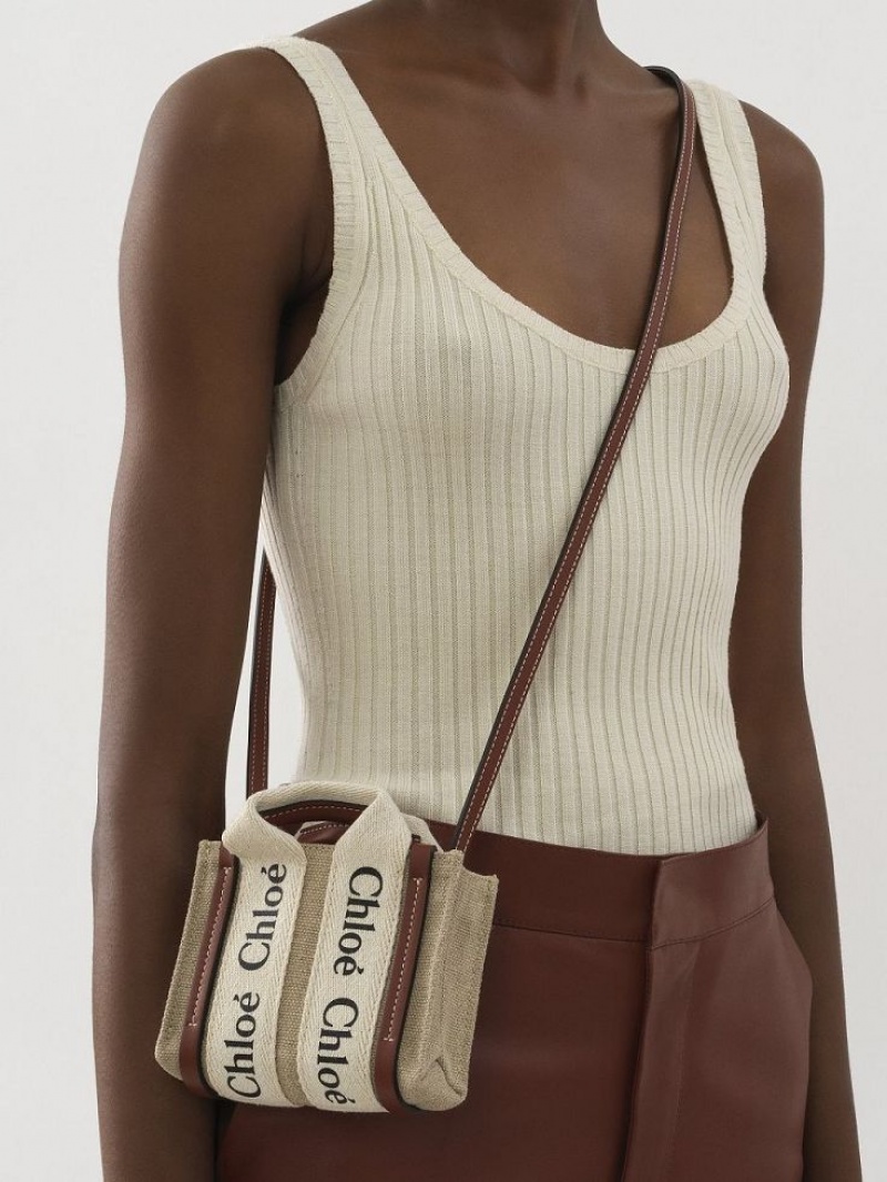 Chloe Woody Nano Crossbody Väska Vita Bruna | CHE-SR13495